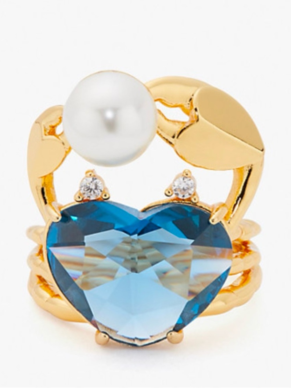 Kate Spade sea star heart crab statement ring size 7
